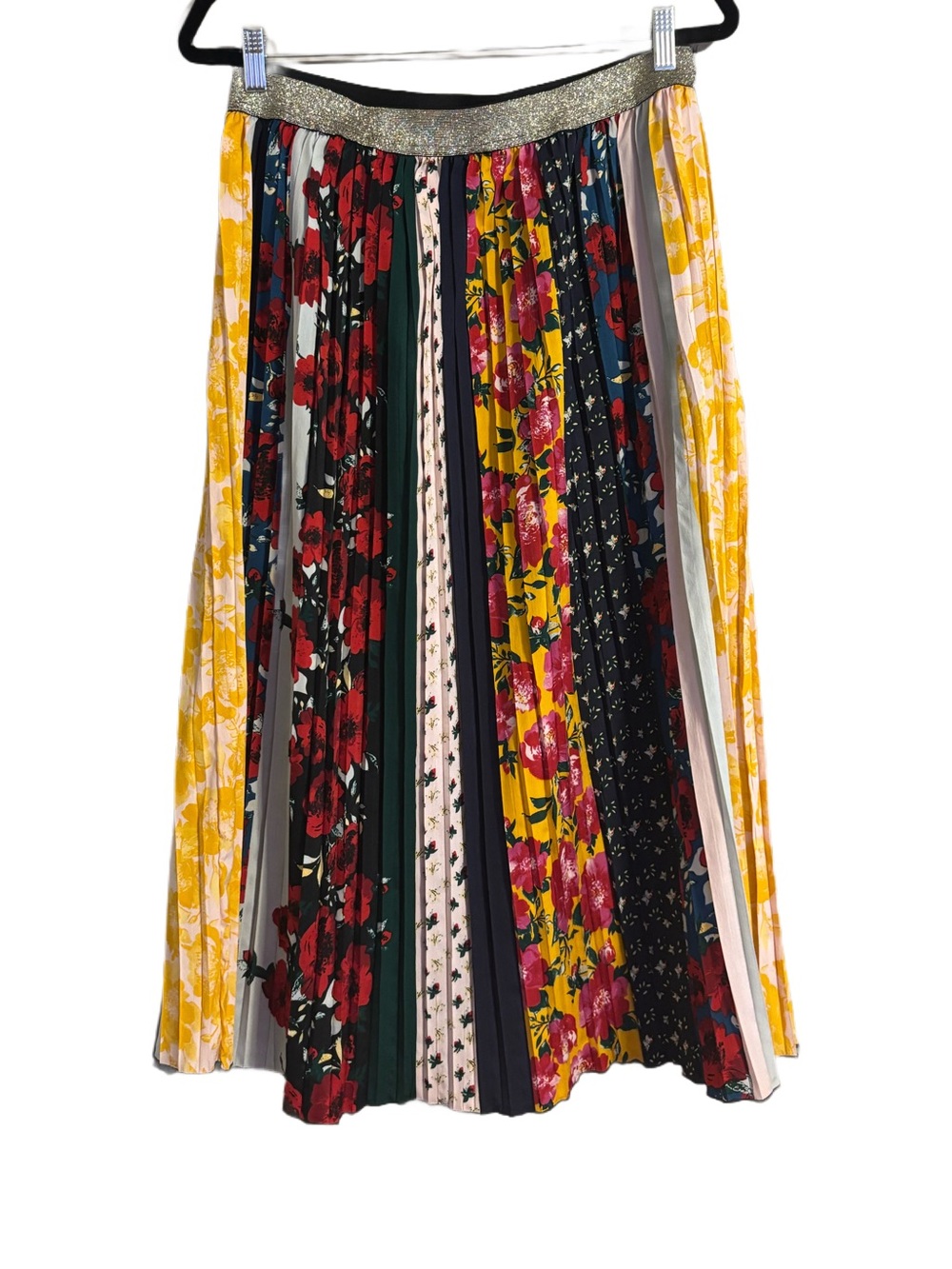 RD + Koko Mirage Pleated Floral Midi Skirt with elastic waistband Women’s L